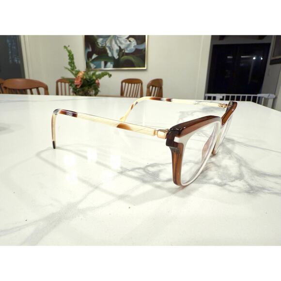 Face à Face SHISO Designer Eyeglass Frames Only 54-15-140 Brown White Cat-Eye main image 5